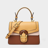 Sleek Shoulder Top Handle Bag With Unique Buckle Yellow